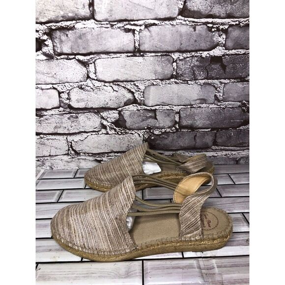 Toni Pons Origens Norma Beige Shimmer Wedge Espadrille Sandals Women Sz 40EU/9.5 - Picture 13 of 16